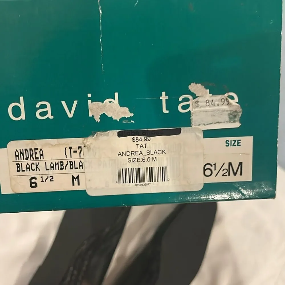 DAVID TATE BLACK LEATHER SLINGBACK ESPADRILLES.  NEW